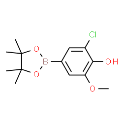 ChemSpider 2D Image | 2-Chloro-6-methoxy-4-(4,4,5,5-tetramethyl-1,3,2-dioxaborolan-2-yl)phenol | C13H18BClO4