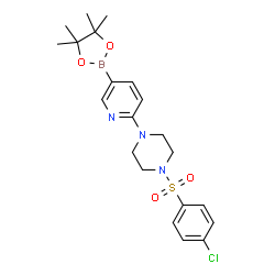 ChemSpider 2D Image | 1-((4-Chlorophenyl)sulfonyl)-4-(5-(4,4,5,5-tetramethyl-1,3,2-dioxaborolan-2-yl)pyridin-2-yl)piperazine | C21H27BClN3O4S