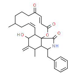 ChemSpider 2D Image | 7(S)-Hydroxy-16(R)-methyl-10-phenyl-24-oxa(14)cytochalasa-6(12),13(E),21(E)-triene-1,20,23-trione | C29H35NO5