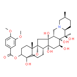 ChemSpider 2D Image | (4alpha,5xi,16beta)-4,12,14,16,17,20-Hexahydroxy-4,9-epoxycevan-3-yl 3,4-dimethoxybenzoate | C36H51NO11