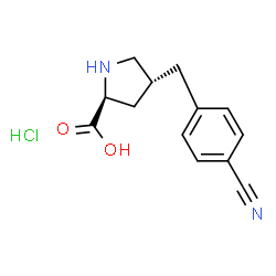 ChemSpider 2D Image | (4R)-4-(4-Cyanobenzyl)-L-proline hydrochloride (1:1) | C13H15ClN2O2