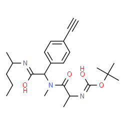 ChemSpider 2D Image | 2-Methyl-2-propanyl (1-{[1-(4-ethynylphenyl)-2-oxo-2-(2-pentanylamino)ethyl](methyl)amino}-1-oxo-2-propanyl)carbamate | C24H35N3O4