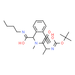 ChemSpider 2D Image | 2-Methyl-2-propanyl (1-{[2-(butylamino)-1-(2-ethynylphenyl)-2-oxoethyl](methyl)amino}-1-oxo-2-propanyl)carbamate | C23H33N3O4