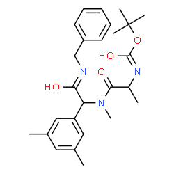ChemSpider 2D Image | 2-Methyl-2-propanyl (1-{[2-(benzylamino)-1-(3,5-dimethylphenyl)-2-oxoethyl](methyl)amino}-1-oxo-2-propanyl)carbamate | C26H35N3O4