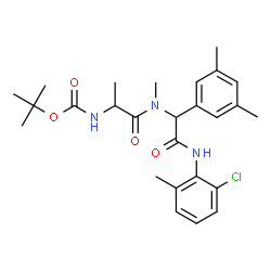 ChemSpider 2D Image | 2-Methyl-2-propanyl {1-[{2-[(2-chloro-6-methylphenyl)amino]-1-(3,5-dimethylphenyl)-2-oxoethyl}(methyl)amino]-1-oxo-2-propanyl}carbamate | C26H34ClN3O4