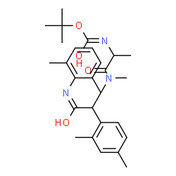 ChemSpider 2D Image | 2-Methyl-2-propanyl {1-[{1-(2,4-dimethylphenyl)-2-[(2,6-dimethylphenyl)amino]-2-oxoethyl}(methyl)amino]-1-oxo-2-propanyl}carbamate | C27H37N3O4