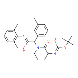 ChemSpider 2D Image | 2-Methyl-2-propanyl {1-[{2-[(2,6-dimethylphenyl)amino]-1-(3-methylphenyl)-2-oxoethyl}(ethyl)amino]-1-oxo-2-propanyl}carbamate | C27H37N3O4