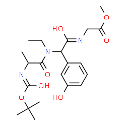 ChemSpider 2D Image | Methyl N-{[ethyl(N-{[(2-methyl-2-propanyl)oxy]carbonyl}alanyl)amino](3-hydroxyphenyl)acetyl}glycinate | C21H31N3O7