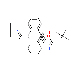 ChemSpider 2D Image | 2-Methyl-2-propanyl [1-(ethyl{1-(2-ethynylphenyl)-2-[(2-methyl-2-propanyl)amino]-2-oxoethyl}amino)-1-oxo-2-propanyl]carbamate | C24H35N3O4