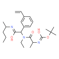 ChemSpider 2D Image | 2-Methyl-2-propanyl (1-{ethyl[2-oxo-2-(2-pentanylamino)-1-(3-vinylphenyl)ethyl]amino}-1-oxo-2-propanyl)carbamate | C25H39N3O4