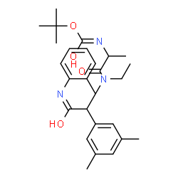 ChemSpider 2D Image | 2-Methyl-2-propanyl {1-[{1-(3,5-dimethylphenyl)-2-[(2-methylphenyl)amino]-2-oxoethyl}(ethyl)amino]-1-oxo-2-propanyl}carbamate | C27H37N3O4