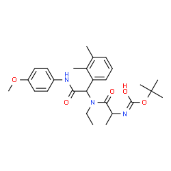ChemSpider 2D Image | 2-Methyl-2-propanyl {1-[{1-(2,3-dimethylphenyl)-2-[(4-methoxyphenyl)amino]-2-oxoethyl}(ethyl)amino]-1-oxo-2-propanyl}carbamate | C27H37N3O5