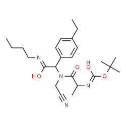 ChemSpider 2D Image | 2-Methyl-2-propanyl (1-{[2-(butylamino)-1-(4-ethylphenyl)-2-oxoethyl](cyanomethyl)amino}-1-oxo-2-propanyl)carbamate | C24H36N4O4