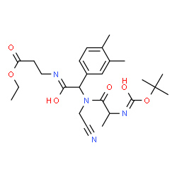 ChemSpider 2D Image | Ethyl N-{[(cyanomethyl)(N-{[(2-methyl-2-propanyl)oxy]carbonyl}alanyl)amino](3,4-dimethylphenyl)acetyl}-beta-alaninate | C25H36N4O6