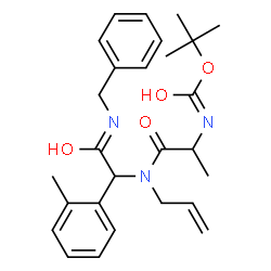 ChemSpider 2D Image | 2-Methyl-2-propanyl (1-{allyl[2-(benzylamino)-1-(2-methylphenyl)-2-oxoethyl]amino}-1-oxo-2-propanyl)carbamate | C27H35N3O4