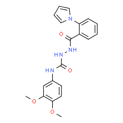 ChemSpider 2D Image | N-(3,4-Dimethoxyphenyl)-2-[2-(1H-pyrrol-1-yl)benzoyl]hydrazinecarboxamide | C20H20N4O4
