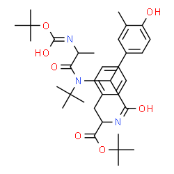 ChemSpider 2D Image | 2-Methyl-2-propanyl N-{(4-hydroxy-3-methylphenyl)[(2-methyl-2-propanyl)(N-{[(2-methyl-2-propanyl)oxy]carbonyl}alanyl)amino]acetyl}phenylalaninate | C34H49N3O7