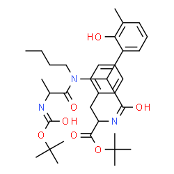 ChemSpider 2D Image | 2-Methyl-2-propanyl N-{[butyl(N-{[(2-methyl-2-propanyl)oxy]carbonyl}alanyl)amino](2-hydroxy-3-methylphenyl)acetyl}phenylalaninate | C34H49N3O7