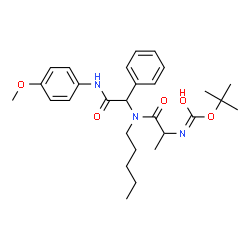 ChemSpider 2D Image | 2-Methyl-2-propanyl {1-[{2-[(4-methoxyphenyl)amino]-2-oxo-1-phenylethyl}(pentyl)amino]-1-oxo-2-propanyl}carbamate | C28H39N3O5