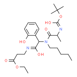 ChemSpider 2D Image | Ethyl N-{(2-hydroxyphenyl)[(N-{[(2-methyl-2-propanyl)oxy]carbonyl}alanyl)(pentyl)amino]acetyl}-beta-alaninate | C26H41N3O7