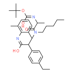 ChemSpider 2D Image | 2-Methyl-2-propanyl {1-[{2-[(2,6-dimethylphenyl)amino]-1-(4-ethylphenyl)-2-oxoethyl}(pentyl)amino]-1-oxo-2-propanyl}carbamate | C31H45N3O4