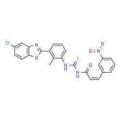 ChemSpider 2D Image | (2Z)-N-{[3-(5-Chloro-1,3-benzoxazol-2-yl)-2-methylphenyl]carbamothioyl}-3-(3-nitrophenyl)acrylamide | C24H17ClN4O4S
