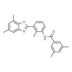 ChemSpider 2D Image | N-[3-(5,7-Dimethyl-1,3-benzoxazol-2-yl)-2-methylphenyl]-3,5-dimethylbenzamide | C25H24N2O2