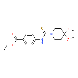 ChemSpider 2D Image | Ethyl 4-[(1,4-dioxa-8-azaspiro[4.5]dec-8-ylcarbothioyl)amino]benzoate | C17H22N2O4S
