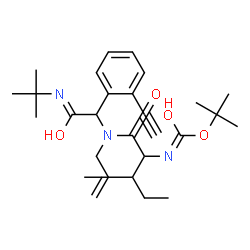 ChemSpider 2D Image | N-Allyl-N-{1-(2-ethynylphenyl)-2-[(2-methyl-2-propanyl)amino]-2-oxoethyl}-N~2~-{[(2-methyl-2-propanyl)oxy]carbonyl}isoleucinamide | C28H41N3O4