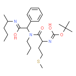 ChemSpider 2D Image | 2-Methyl-2-propanyl [4-(methylsulfanyl)-1-oxo-1-{[2-oxo-2-(2-pentanylamino)-1-phenylethyl](propyl)amino}-2-butanyl]carbamate | C26H43N3O4S