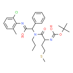 ChemSpider 2D Image | 2-Methyl-2-propanyl {1-[{2-[(2-chloro-6-methylphenyl)amino]-2-oxo-1-phenylethyl}(propyl)amino]-4-(methylsulfanyl)-1-oxo-2-butanyl}carbamate | C28H38ClN3O4S