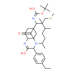 ChemSpider 2D Image | 2-Methyl-2-propanyl [1-{[2-(cyclohexylamino)-1-(4-ethylphenyl)-2-oxoethyl](5-methyl-2-hexanyl)amino}-4-(methylsulfanyl)-1-oxo-2-butanyl]carbamate | C33H55N3O4S