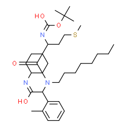 ChemSpider 2D Image | 2-Methyl-2-propanyl [1-{[2-(cyclohexylamino)-1-(2-methylphenyl)-2-oxoethyl](octyl)amino}-4-(methylsulfanyl)-1-oxo-2-butanyl]carbamate | C33H55N3O4S