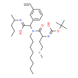 ChemSpider 2D Image | 2-Methyl-2-propanyl [4-(methylsulfanyl)-1-{octyl[2-oxo-2-(2-pentanylamino)-1-(3-vinylphenyl)ethyl]amino}-1-oxo-2-butanyl]carbamate | C33H55N3O4S
