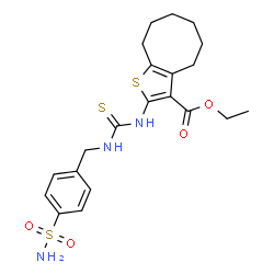 ChemSpider 2D Image | Ethyl 2-{[(4-sulfamoylbenzyl)carbamothioyl]amino}-4,5,6,7,8,9-hexahydrocycloocta[b]thiophene-3-carboxylate | C21H27N3O4S3