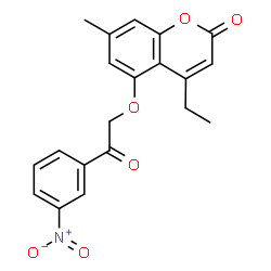 ChemSpider 2D Image | 4-Ethyl-7-methyl-5-[2-(3-nitrophenyl)-2-oxoethoxy]-2H-chromen-2-one | C20H17NO6