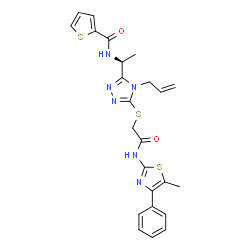 ChemSpider 2D Image | N-{(1S)-1-[4-Allyl-5-({2-[(5-methyl-4-phenyl-1,3-thiazol-2-yl)amino]-2-oxoethyl}sulfanyl)-4H-1,2,4-triazol-3-yl]ethyl}-2-thiophenecarboxamide | C24H24N6O2S3
