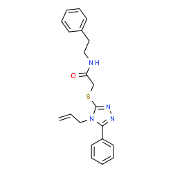 ChemSpider 2D Image | 2-[(4-Allyl-5-phenyl-4H-1,2,4-triazol-3-yl)sulfanyl]-N-(2-phenylethyl)acetamide | C21H22N4OS