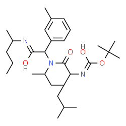 ChemSpider 2D Image | N-sec-Butyl-N-[1-(3-methylphenyl)-2-oxo-2-(2-pentanylamino)ethyl]-N~2~-{[(2-methyl-2-propanyl)oxy]carbonyl}leucinamide | C29H49N3O4