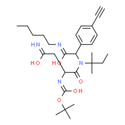 ChemSpider 2D Image | 2-Methyl-2-propanyl (4-amino-1-{[1-(4-ethynylphenyl)-2-oxo-2-(pentylamino)ethyl](2-methyl-2-butanyl)amino}-1,4-dioxo-2-butanyl)carbamate | C29H44N4O5