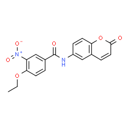 ChemSpider 2D Image | 4-Ethoxy-3-nitro-N-(2-oxo-2H-chromen-6-yl)benzamide | C18H14N2O6