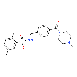 ChemSpider 2D Image | 2,5-Dimethyl-N-{4-[(4-methyl-1-piperazinyl)carbonyl]benzyl}benzenesulfonamide | C21H27N3O3S