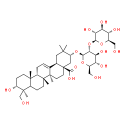 ChemSpider 2D Image | (3alpha,5xi,9beta,18alpha,21alpha)-21-{[2-O-(beta-D-Glucopyranosyl)-beta-D-glucopyranosyl]oxy}-3,24-dihydroxyolean-12-en-28-oic acid | C42H68O15