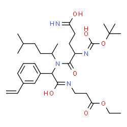 ChemSpider 2D Image | Ethyl N-{[(5-methyl-2-hexanyl)(N~2~-{[(2-methyl-2-propanyl)oxy]carbonyl}glutaminyl)amino](3-vinylphenyl)acetyl}-beta-alaninate | C32H50N4O7