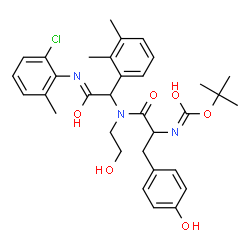 ChemSpider 2D Image | N-{2-[(2-Chloro-6-methylphenyl)amino]-1-(2,3-dimethylphenyl)-2-oxoethyl}-N-(2-hydroxyethyl)-Nalpha-{[(2-methyl-2-propanyl)oxy]carbonyl}tyrosinamide | C33H40ClN3O6