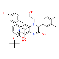 ChemSpider 2D Image | 2-Methyl-2-propanyl [1-{[1-(3,4-dimethylphenyl)-2-(2-naphthylamino)-2-oxoethyl](2-hydroxyethyl)amino}-3-(4-hydroxyphenyl)-1-oxo-2-propanyl]carbamate | C36H41N3O6