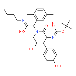 ChemSpider 2D Image | N-[2-(Butylamino)-1-(2,5-dimethylphenyl)-2-oxoethyl]-N-(2-hydroxyethyl)-Nalpha-{[(2-methyl-2-propanyl)oxy]carbonyl}tyrosinamide | C30H43N3O6