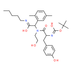 ChemSpider 2D Image | N-[1-(2,5-Dimethylphenyl)-2-oxo-2-(pentylamino)ethyl]-N-(2-hydroxyethyl)-Nalpha-{[(2-methyl-2-propanyl)oxy]carbonyl}tyrosinamide | C31H45N3O6