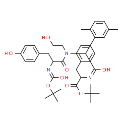 ChemSpider 2D Image | 2-Methyl-2-propanyl N-{(2,5-dimethylphenyl)[(2-hydroxyethyl)(N-{[(2-methyl-2-propanyl)oxy]carbonyl}tyrosyl)amino]acetyl}phenylalaninate | C39H51N3O8