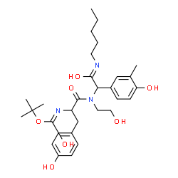 ChemSpider 2D Image | N-(2-Hydroxyethyl)-N-[1-(4-hydroxy-3-methylphenyl)-2-oxo-2-(pentylamino)ethyl]-Nalpha-{[(2-methyl-2-propanyl)oxy]carbonyl}tyrosinamide | C30H43N3O7